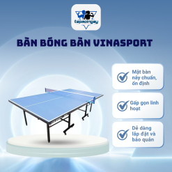Bàn bóng bàn VinaSport MDF 18 ly kèm 2 vợt.cọc lưới và 1 hộp bóng bàn