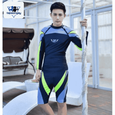 Vải co giãn và thoáng khí của áo bơi nam chống nắng